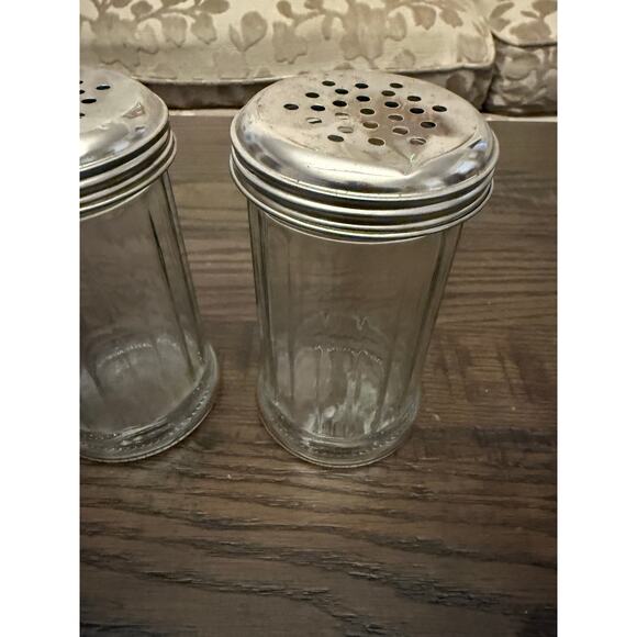 Vintage Restaurant-Style Cheese & Spice Shaker Set with Chrome Lids-2 - Picture 7 of 10